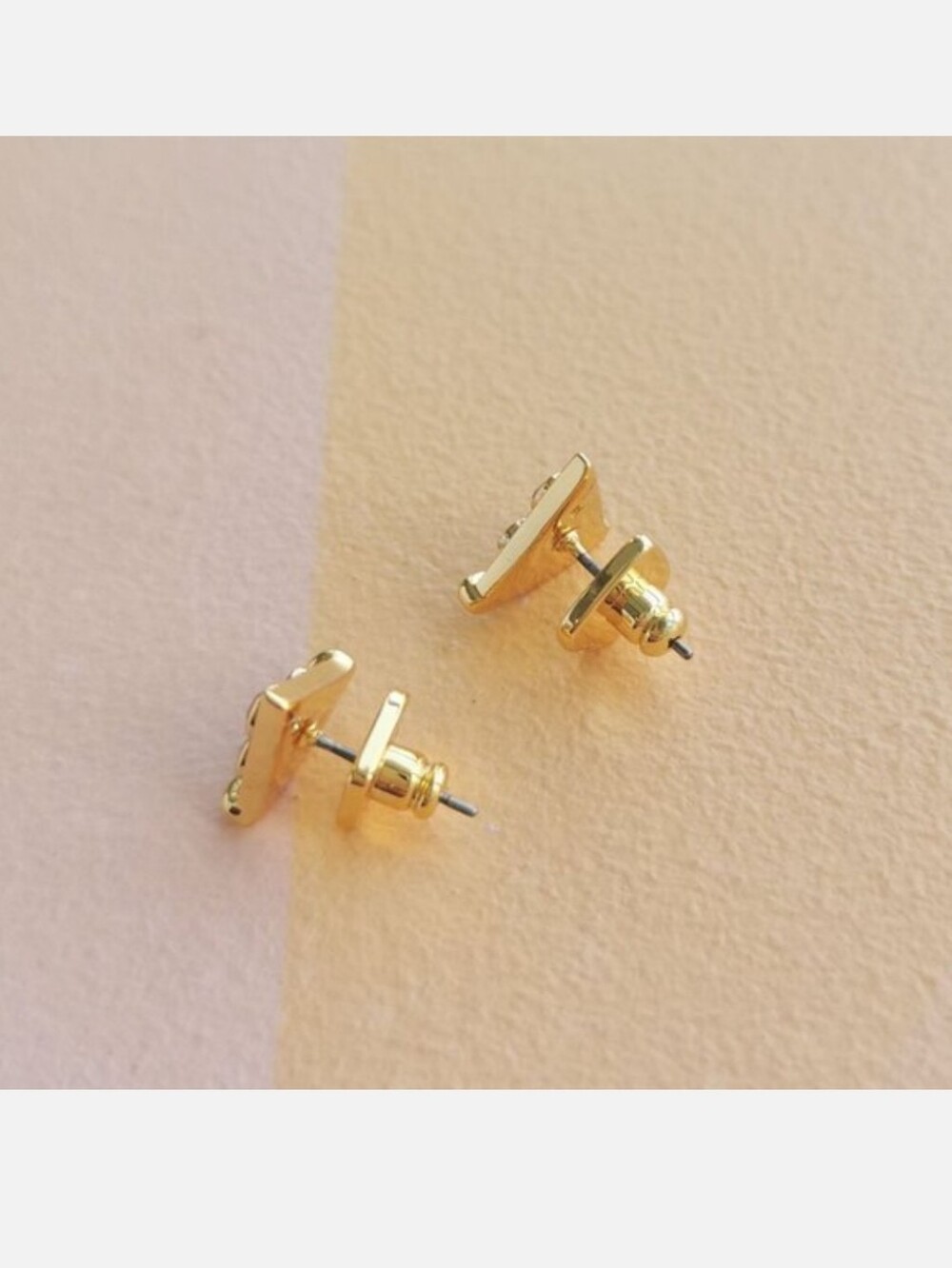 kate spade Gold Pizza Slice Stud Earrings with Pink Accents - Picture 4 of 4